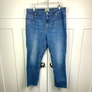 Everlane The Curvy Cheeky Jean Size 33 Stretch Raw Fray Hem Straight Leg
